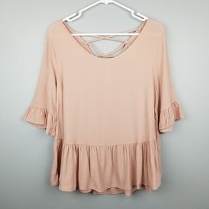 mts | 3/4 Sleeve Blouse Criss Cross Back